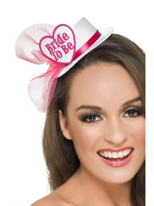 Bride To Be Clip On Hat White/Pink - The Ultimate Balloon & Party Shop