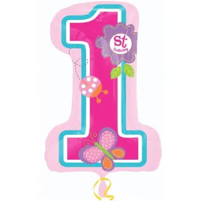 28" Foil 1st Birthday Balloon - Pink Super Shape The Ultimate Balloon And Party Shop Cheltenham & Gloucester Balloons & Fancy Dress 