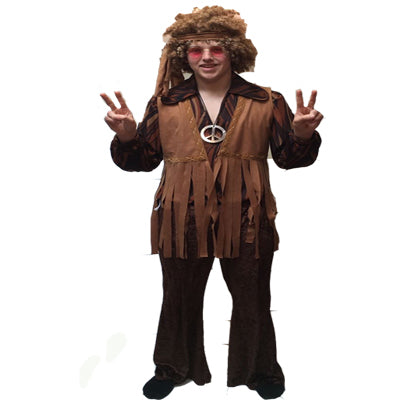 1960s/1970s Hippy Hire Costume - Brown - The Ultimate Balloon & Party Shop