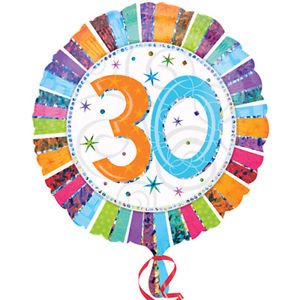 18" Foil Age 30 Rainbow Balloon - The Ultimate Balloon & Party Shop