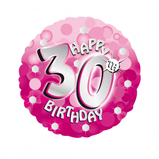 18" Foil Age 30 Pink Sparkle Balloon. - The Ultimate Balloon & Party Shop