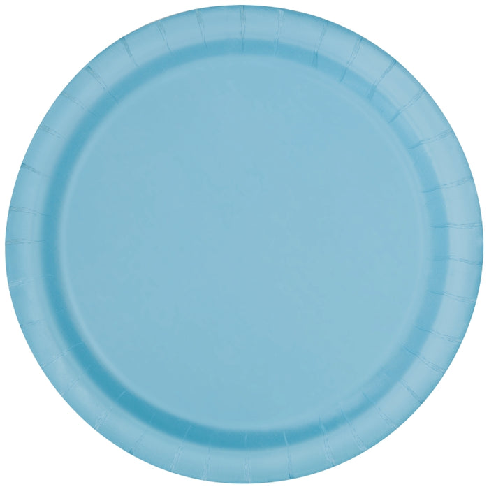 Round Paper Plates - Light Blue - The Ultimate Balloon & Party Shop