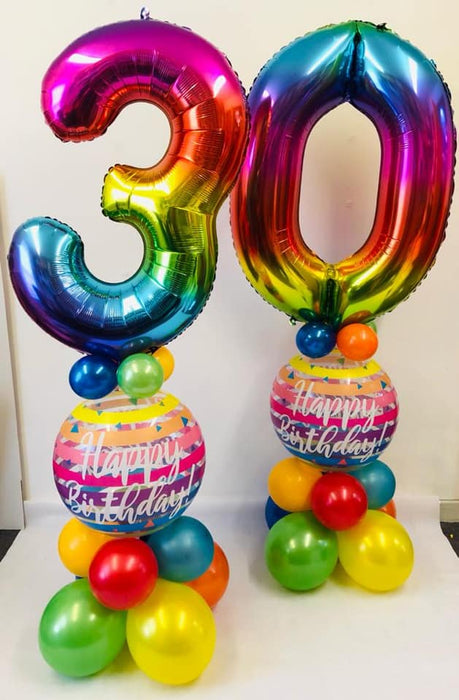 Giant number on bubble pillar multi colours - The Ultimate Balloon & Party Shop