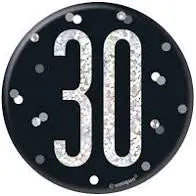 30th Birthday Badge - Black The Ultimate Balloon And Party Shop Cheltenham & Gloucester Balloons & Fancy Dress 