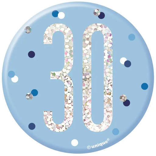 30th Birthday Badge - Blue The Ultimate Balloon And Party Shop Cheltenham & Gloucester Balloons & Fancy Dress 