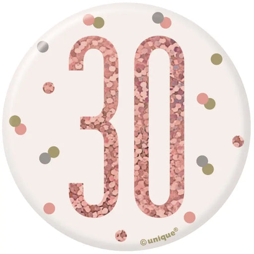 30th Birthday Badge - Rose Gold The Ultimate Balloon And Party Shop Cheltenham & Gloucester Balloons & Fancy Dress 