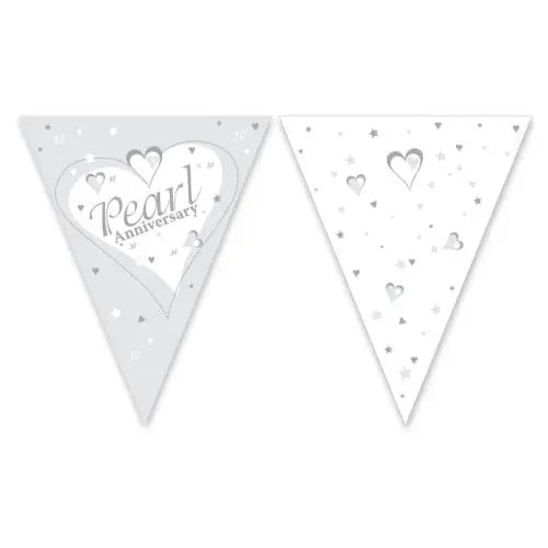 30th Pearl Anniversary Bunting - Paper The Ultimate Balloon And Party Shop Cheltenham & Gloucester Balloons & Fancy Dress 
