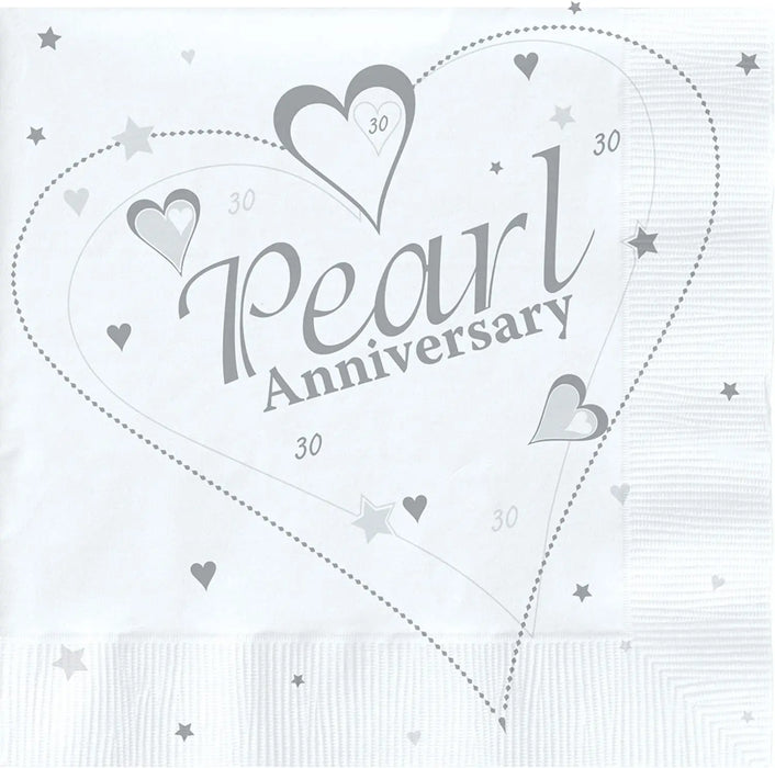 30th Pearl Anniversary Napkins The Ultimate Balloon And Party Shop Cheltenham & Gloucester Balloons & Fancy Dress 