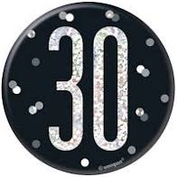 30th Birthday Badge - Black - The Ultimate Balloon & Party Shop