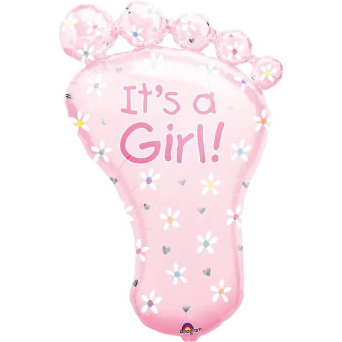 32" Foil Baby Foot Large Balloon - It’s a girl The Ultimate Balloon And Party Shop Cheltenham & Gloucester Balloons & Fancy Dress 
