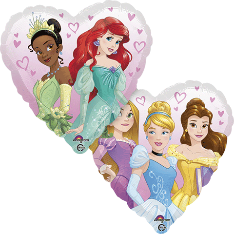 18" Foil Princess Printed Heart shaped Balloon - The Ultimate Balloon & Party Shop