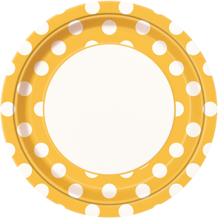 Round Spotty Plates - Yellow - The Ultimate Balloon & Party Shop