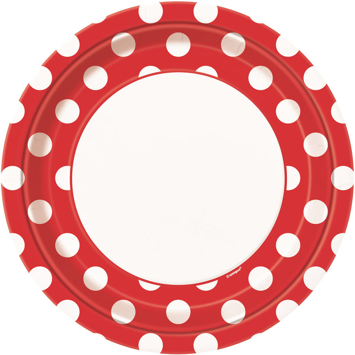 Round Spotty Plates - Red - The Ultimate Balloon & Party Shop
