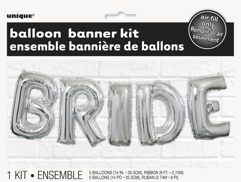 Bride Letter Air Filled Balloon Kit - Silver - The Ultimate Balloon & Party Shop
