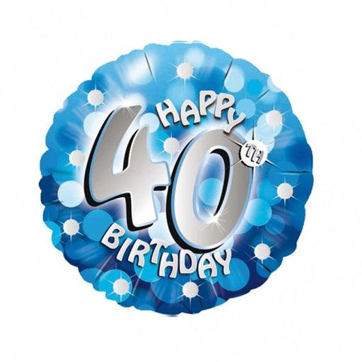 18" Foil Age 40 Blue Sparkle Balloon. - The Ultimate Balloon & Party Shop