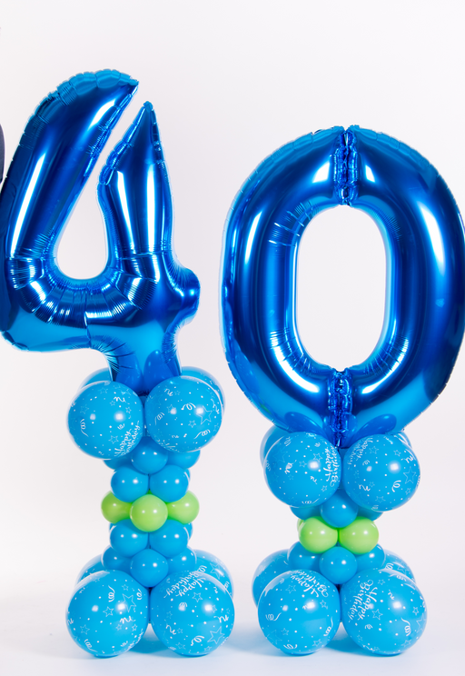 Giant number on alternate size pillars - The Ultimate Balloon & Party Shop