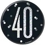 40th Birthday Badge - Black The Ultimate Balloon And Party Shop Cheltenham & Gloucester Balloons & Fancy Dress 