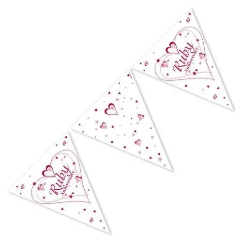 40th Ruby Anniversary Bunting - Paper The Ultimate Balloon And Party Shop Cheltenham & Gloucester Balloons & Fancy Dress 