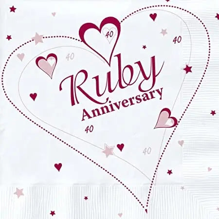 40th Ruby Anniversary Napkins The Ultimate Balloon And Party Shop Cheltenham & Gloucester Balloons & Fancy Dress 