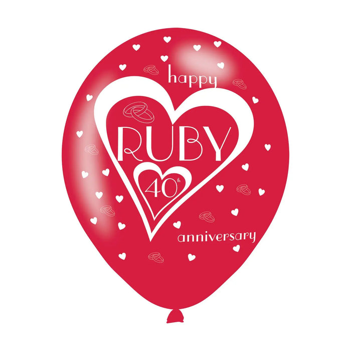 40th Wedding Anniversary Printed Balloons 6 Pack The Ultimate Balloon And Party Shop Cheltenham & Gloucester Balloons & Fancy Dress 