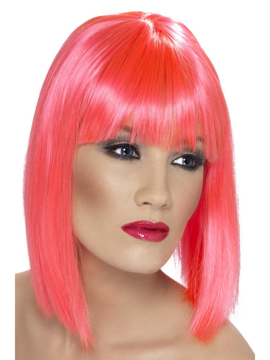 Glam Neon Pink Female Wig - The Ultimate Balloon & Party Shop