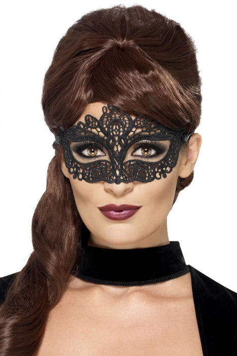 Embroidered Lace Filigree Eyemask - Black - The Ultimate Balloon & Party Shop