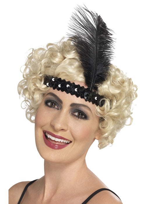 1920's Flapper Black Sequin Headband - The Ultimate Balloon & Party Shop