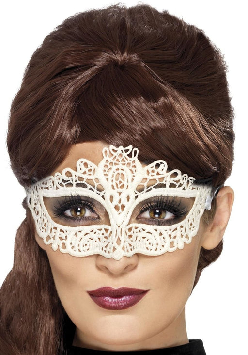 Embroidered Lace Filigree Eyemask - White - The Ultimate Balloon & Party Shop