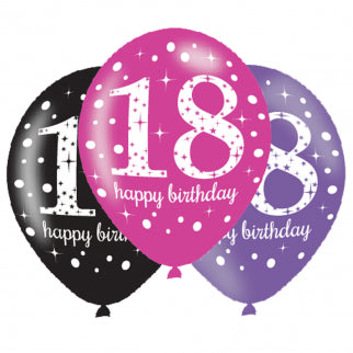 Age 18 Birthday Asst Colour Balloons 6 Pack - The Ultimate Balloon & Party Shop