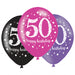 Age 50 Birthday Asst Colour Balloons 6 Pack - The Ultimate Balloon & Party Shop