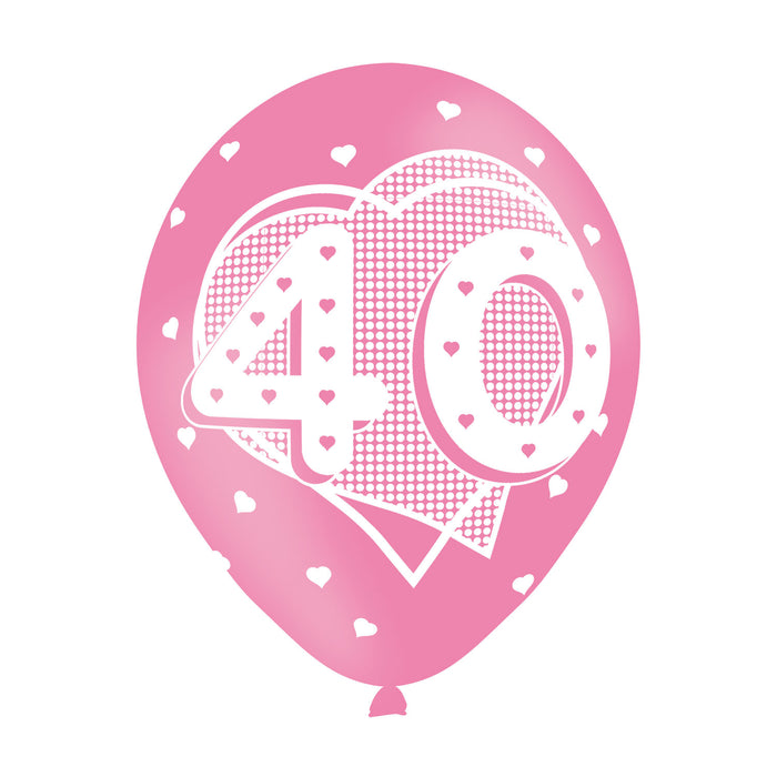 Age 40 Pink Birthday Balloons 6 Pack - The Ultimate Balloon & Party Shop