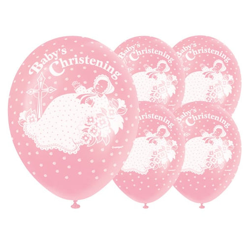Baby's Christening Pink Balloons 5 Pack - The Ultimate Balloon & Party Shop