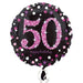 18" Foil Age 50 Black/Pink Dots Balloon - The Ultimate Balloon & Party Shop