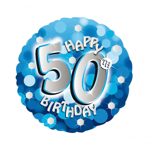 18" Foil Age 50 Blue Sparkle Balloon. - The Ultimate Balloon & Party Shop