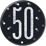 50th Birthday Badge - Black The Ultimate Balloon And Party Shop Cheltenham & Gloucester Balloons & Fancy Dress 