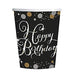 Happy Birthday Cups - Black & Gold - The Ultimate Balloon & Party Shop