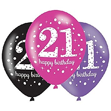 Age 21 Birthday Asst Colour Balloons 6 Pack - The Ultimate Balloon & Party Shop