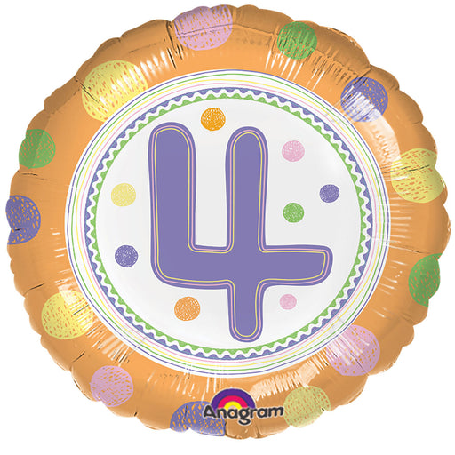 18" Foil Age 4 bright Balloon. - The Ultimate Balloon & Party Shop