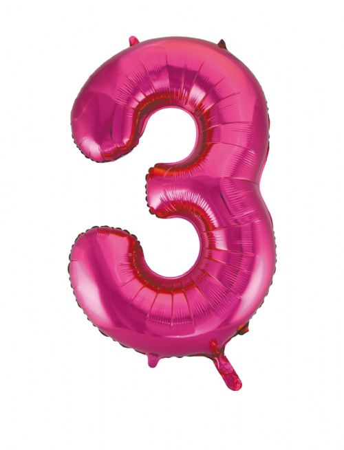 Number 3 Foil Balloon Hot Pink - The Ultimate Balloon & Party Shop