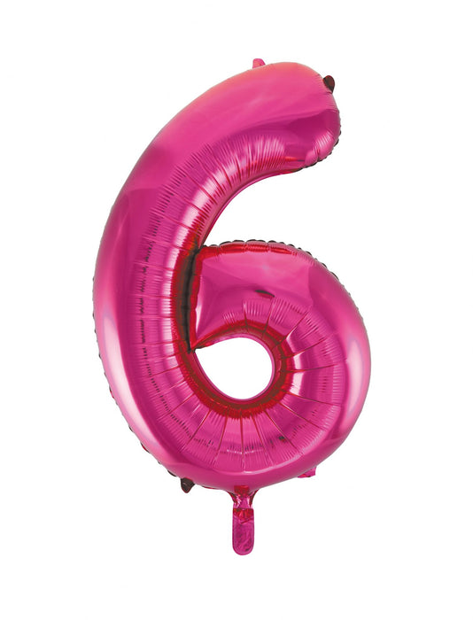 Number 6 Foil Balloon Hot Pink - The Ultimate Balloon & Party Shop