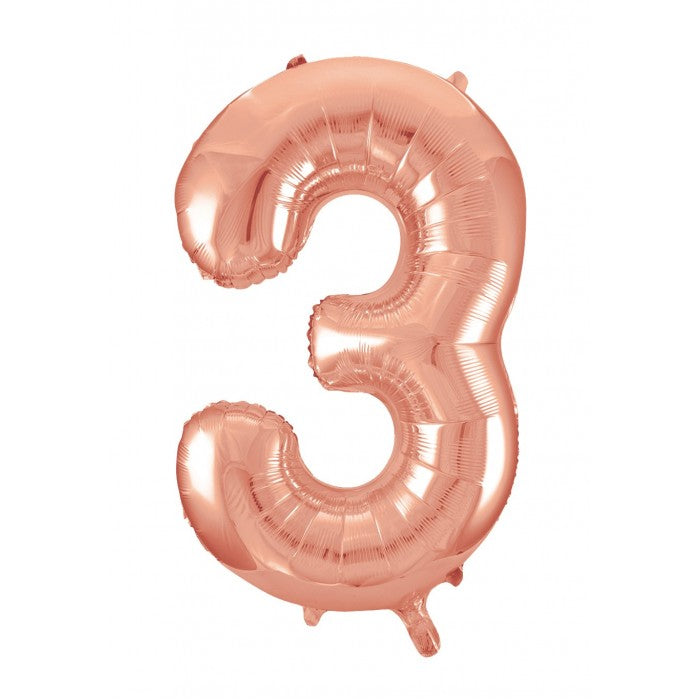 Number 3 Foil Balloon Rose Gold - The Ultimate Balloon & Party Shop