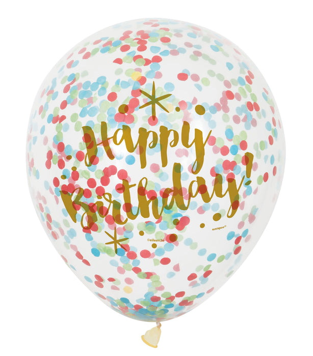 Confetti Balloons Gold Birthday with Multi Colour Confetti - The Ultimate Balloon & Party Shop