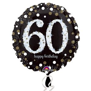 18" Foil Age 60 Black/Gold Dots Balloon - The Ultimate Balloon & Party Shop