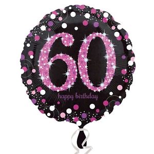 18" Foil Age 60 Black/Pink Dots Balloon - The Ultimate Balloon & Party Shop