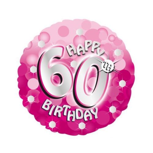 18" Foil Age 60 Pink Sparkle Balloon. - The Ultimate Balloon & Party Shop