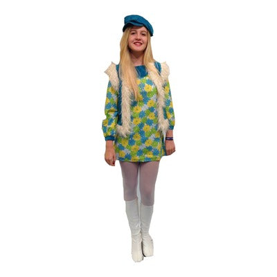 1960s Twiggy Dress Hire Costume - Green - The Ultimate Balloon & Party Shop