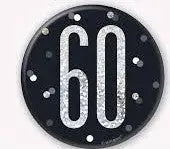 60th Birthday Badge - Black The Ultimate Balloon And Party Shop Cheltenham & Gloucester Balloons & Fancy Dress 