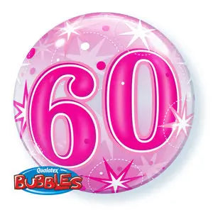 60th Birthday Deco Bubble Balloon -  Pink The Ultimate Balloon And Party Shop Cheltenham & Gloucester Balloons & Fancy Dress 