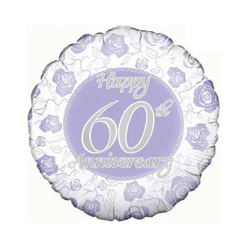 60th Diamond Wedding Anniversary Balloon - Lilac/Silver The Ultimate Balloon And Party Shop Cheltenham & Gloucester Balloons & Fancy Dress 