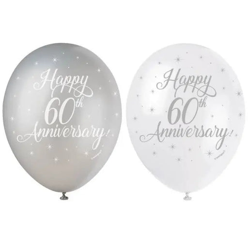 60th Wedding Anniversary Printed Balloons 6 Pack The Ultimate Balloon And Party Shop Cheltenham & Gloucester Balloons & Fancy Dress 